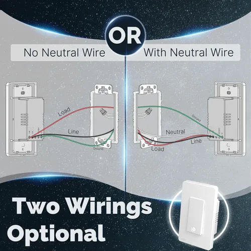 Vista 3 de MOES Interruptor inteligente Zigbee de 1 banda, no requiere cable neutro, interruptores de luz inteligentes de un solo polo, compatible con Alexa