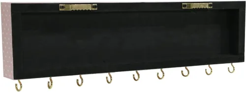 Vista 5 de SANY DAYO HOME Organizador de joyas montado en la pared, moderno soporte de madera con 9 ganchos de metal para collares, anillos, aretes, pulseras