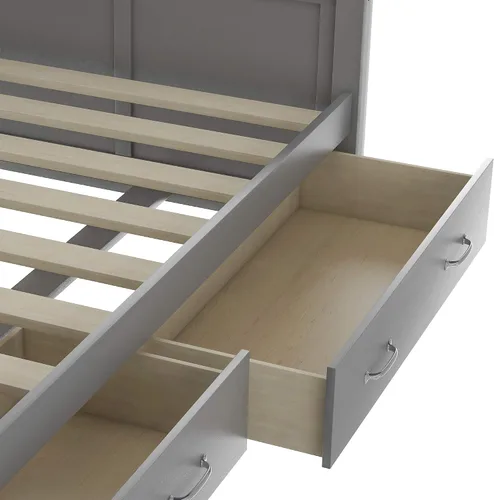 Vista 9 de Bellemave Marco de sofá cama individual con cajón, sofá cama de madera con cajones de almacenamiento, sofá cama capitán para niños (gris)