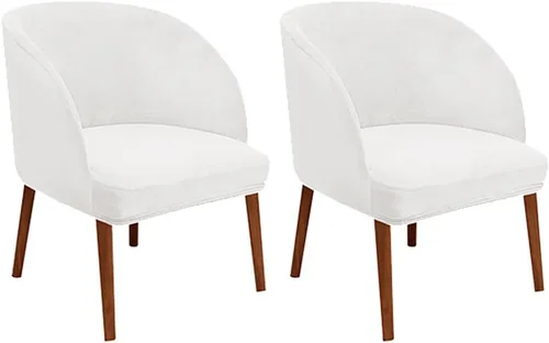 Vista 8 de Juego de 2 fundas de terciopelo elástico para sillas de comedor, con respaldo curvo moderno, protector de silla para sala de estar, dormitorio, Beige