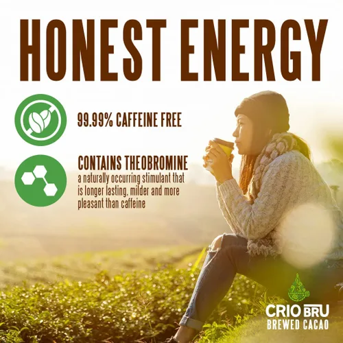Vista 5 de Crio Bru Cacao elaborado Venezuela café de tostado medio alternativo 100% granos de cacao puros 99 sin cafeína, 10 onzas, no orgánico