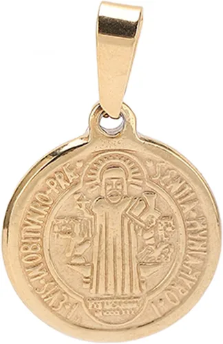 Vista 7 de HEEPDD Colgante de medalla de San Benito elegante acero inoxidable San Benito de doble cara con relieve de cruz