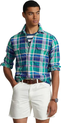 Vista 18 de POLO RALPH LAUREN Men's Classic Fit Plaid Oxford Shirt Blanco básico