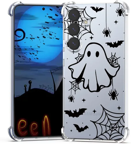 Vista 44 de Funda de Halloween para Google Pixel 6A transparente con diseños de murciélagos fantasmas, funda para teléfono para niñas, elegante, delgada, a