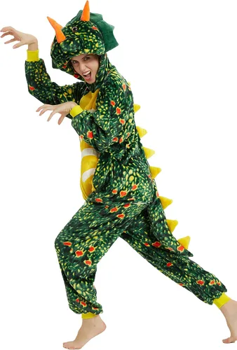 Vista 5 de CASABACO Disfraz de dinosaurio para adultos, pijama de una sola pieza