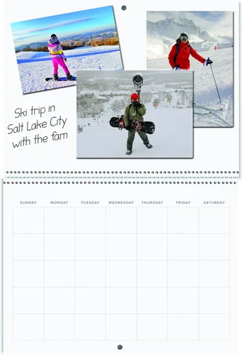 Vista 4 de Reskid Calendario de pared en blanco para álbum de recortes, paquete de 2, cartulina de 80 libras, sin fecha, 12 x 9 pulgadas, cerrado
