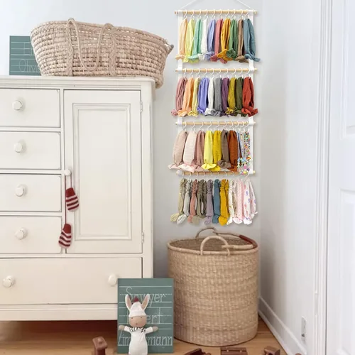 Vista 5 de POVETIRE Soporte para diadema organizador de bandas para la cabeza para niñas, diademas de bebé, accesorios para el cabello, organizador