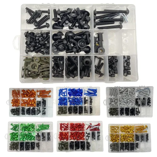 Vista 5 de 210PCS Perno de carenado de motocicleta Tornillos de aluminio M5 M6 Negro