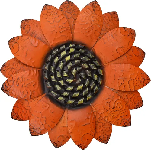 Vista 8 de EASICUTI Decoración de pared de metal azul con flores de metal para colgar en interiores y exteriores, hogar, baño, cocina, dormitorio, sala