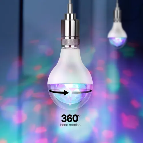 Vista 6 de Feit Electric Bombilla LED A23 giratoria multicolor para fiesta de discoteca, efecto de cambio de color de lente de diamante, base E26, bombilla