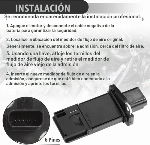 Vista 4 de Medidor de sensor de flujo de aire Motoforti, reemplazo de sensor de flujo de aire MAF, para Ford Focus 2.0L 2008-2011, plástico, 3L3Z-12B579-BA
