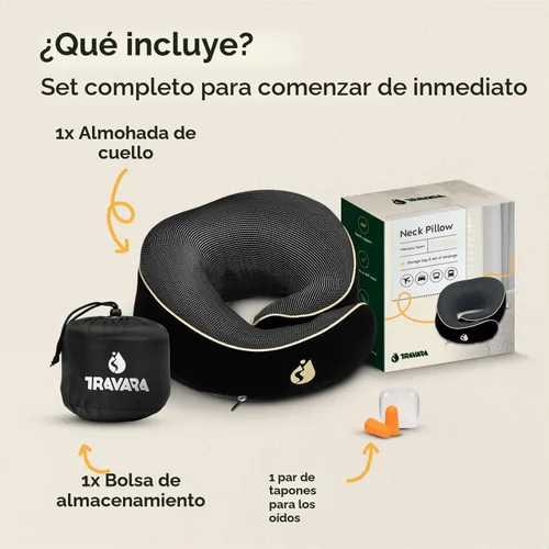 Vista 8 de Almohada cervical Airplane - Almohada de viaje - Espuma viscoelástica cómoda y ergonómica - Almohada de avión con soporte de cabeza y cuello de 360°