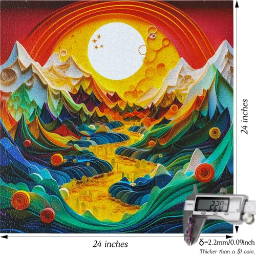 Vista 5 de Bgraamiens Canyon Sunset - Rompecabezas de arte moderno de 1000 piezas, paisaje visual de montaña en 3D, desafío de color único