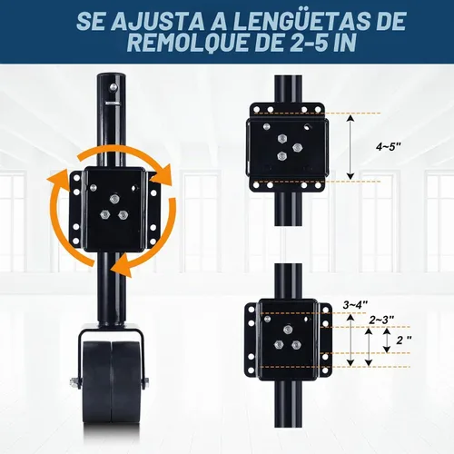 Vista 5 de FZZD Gato de remolque de 2000 libras con rueda, gato giratorio resistente para barco de remolque, elevación de 12 pulgadas, para barco de RV
