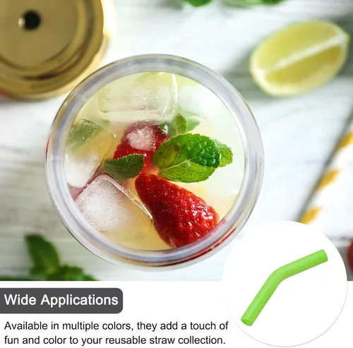 Vista 5 de uxcell 12 puntas de popote de silicona, punta de codos de paja de silicona, fundas de paja de metal suaves y reutilizables para popotes de acero