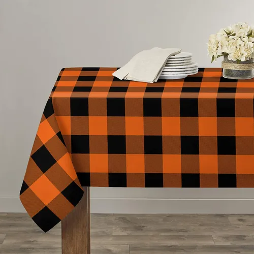 Vista 14 de Mantel rectangular de Acción de Gracias, mantel rectangular de calabaza naranja de 60 x 102 pulgadas, manteles de hojas de arce otoñales, mantel