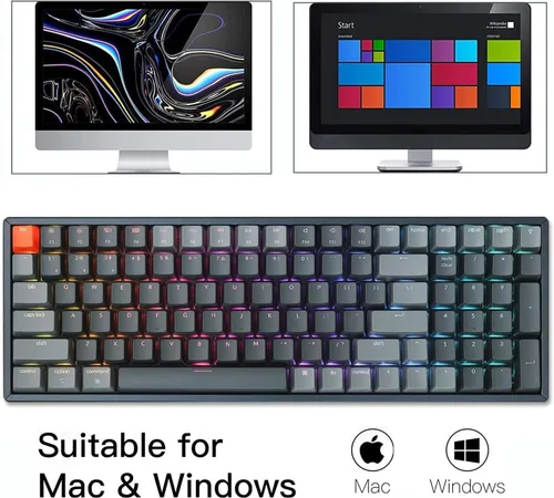 Vista 7 de Keychron K4 Teclado mecánico inalámbrico BluetoothUSB con cable, compacto 100 teclas 96% diseño RGB LED retroiluminado Gateron G Pro Blue Switch