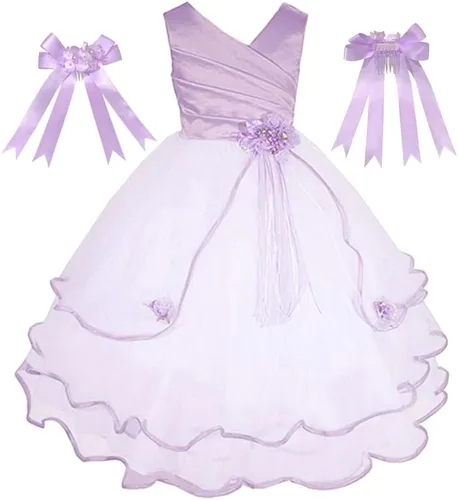 Vista 9 de Hecho en Estados Unidos/lazo para el pelo a juego gratis/niñas grandes y pequeñas niña flor niña comunión boda vacaciones vestido Coral