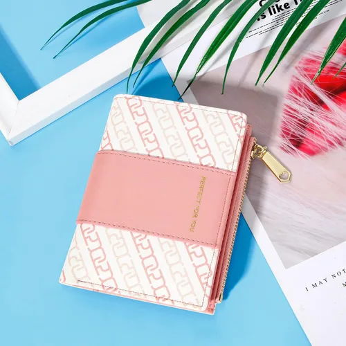 Vista 5 de VOCUS Cartera pequeña para mujer, plegable, con tarjetero impreso, bolsa de cambio con ventana de identificación y bolsillo para monedas
