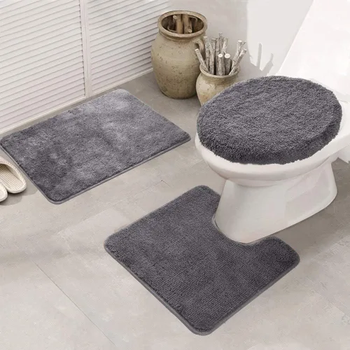 Vista 8 de Jianyana Juego de alfombras de baño de 3 piezas, incluye 1 alfombra de baño grande (19.5 x 31.5 pulgadas), 1 alfombra de inodoro en forma de U