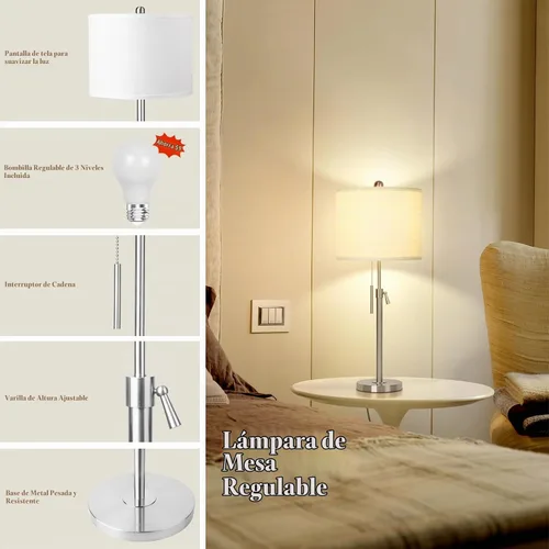Vista 7 de Qingmiao Juego de 2 lámparas de mesa ajustables de 22 a 30 pulgadas para dormitorio, lámparas de mesa auxiliares regulables para sala de estar