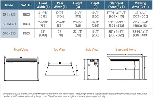 Vista 7 de SimpliFire Chimenea eléctrica incorporada de 25 pulgadas (SF-INS25)