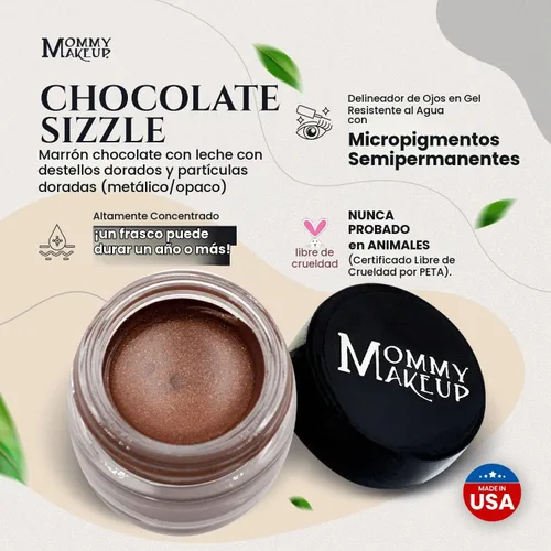 Vista 4 de Delineador de ojos de gel impermeable Stay Put Chocolate Sizzle Brown con Chocolate Sizzle - Chocolate con leche marrón con brillo dorado y manchas