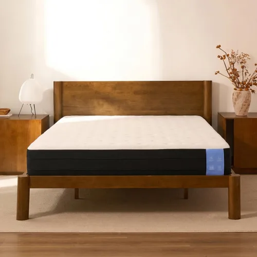 Vista 12 de FLEXISPOT Hako - Base de cama japonesa y colchón de espuma viscoelástica de gel refrescante de 10 pulgadas, cama Queen de madera de caucho maciza
