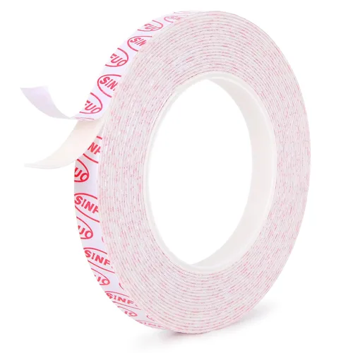 Vista 10 de Sinfuo Cinta adhesiva de doble cara resistente (0.39 pulgadas x 22 pies), cinta adhesiva nano extraíble de doble cara, cinta adhesiva transparente
