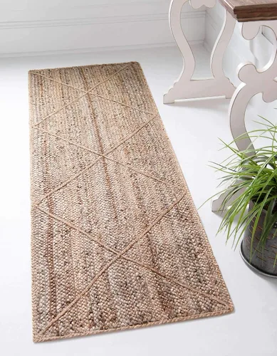 Vista 19 de Unique Loom Alfombra trenzada de la colección de yute – enrejado (2 pies 2 pulgadas x 6 pies 1 pulgada, gris/marfil)
