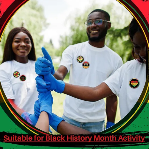 Vista 7 de Junkin Botones Black Lives Matter de 1.6 pulgadas, insignias, alfileres a granel para el mes de la historia negra, fiesta afroamericana