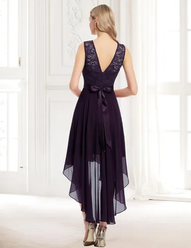 Vista 3 de BeryLove - Vestido formal, sin mangas, con encaje, holgado y por debajo de la rodilla para mujer, para fiesta, verano, boda y cóctel