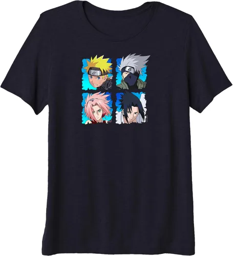 Vista 3 de Naruto Shippuden 4 Heads Premium Camiseta, Negro, S