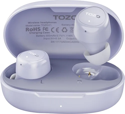 Vista 8 de TOZO Auriculares inalámbricos con micrófono integrado, llamadas claras, ergonómicos, ligeros, Bluetooth de 5.3 pulgadas, impermeables, sonido