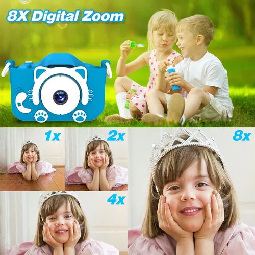 Vista 7 de Goopow Juguetes de Cámara para Niños de 3-8 Años Niñas Niños, Videocámara Digital para Niños con Cubierta Suave de Dibujos Animados, Mejor Regalo