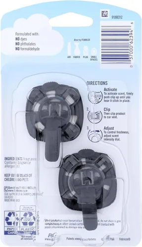 Vista 2 de Febreze AUTO - Clip de ventilación aromatizante para automóvil Ember, 0.07 onzas. Clip de ventilación para automóvil, paquete de 2 (EMBER)