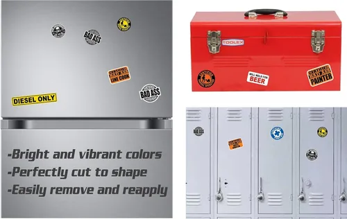 Vista 2 de (x4) Look Away While I Fix This Locker Magnet/Nevera Magnet/Label Lunch Tool Box Motorcycle