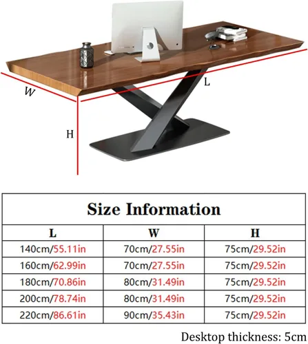 Vista 3 de Escritorio de computadora moderno moderno de madera maciza para oficina, escritorio de jefe de oficina, mesa de conferencias, sala de estar