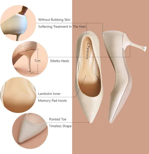 Vista 4 de C.Paravano Zapatos de tacón para mujer Tacón de gatito para mujer Tacón bajo puntiagudo Zapatos de tacón para vestido de boda para fiesta