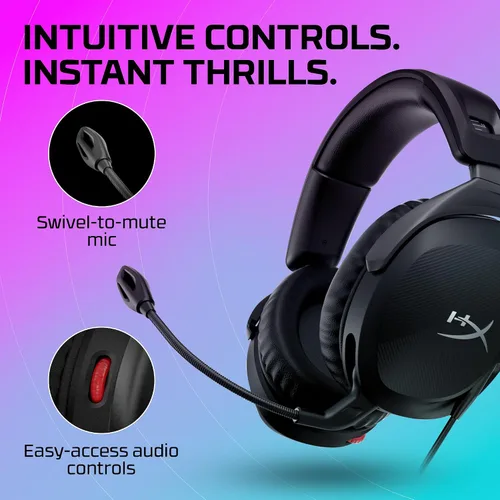 Vista 5 de HyperX Cloud Stinger 2 - Auriculares para juegos, auriculares DTS X Spatial Audio, auriculares ligeros sobre la oreja con micrófono, función