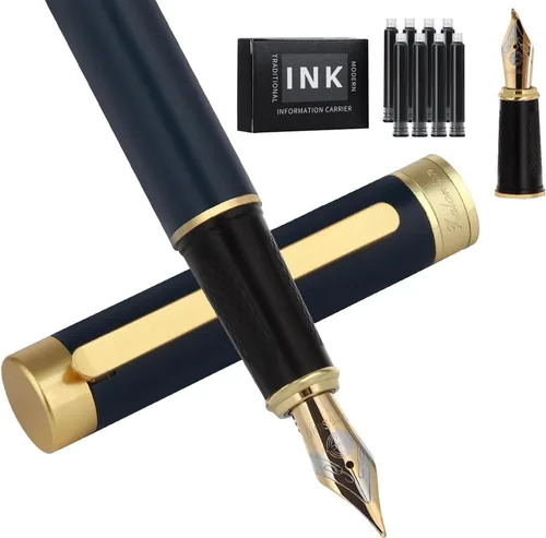 Vista 9 de Pluma estilográfica, pluma de lujo, bonito regalo de bolígrafo, cobre puro, sensación pesada, bolígrafo ejecutivo de oficina, bolígrafos de Negro