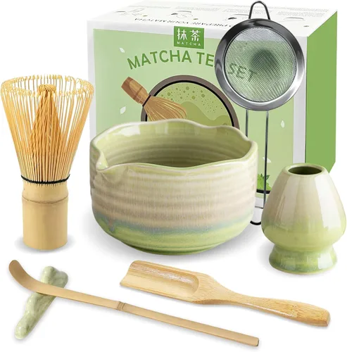 Vista 11 de JBER Matcha Set, 7PCS Matcha Whisk Set with Bamboo Whisk for Matcha Starter Gradiente verde claro