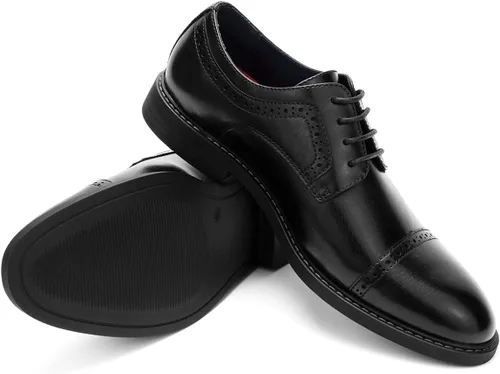 Vista 3 de Temeshu Zapatos de vestir casuales con cordones Oxford para hombre, zapatos de negocios modernos formales clásicos DS08