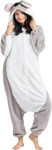Vista 2 de DELEY Unisex Adult Koala Onesie, Halloween Cosplay Costume Animal Pajamas Homewear Sleepwear Jumpsuit