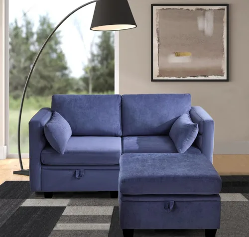 Vista 28 de Sofá de dos plazas con asientos de almacenamiento, seccional modular pequeño para espacios pequeños con brazos y respaldos reclinables, sofá de 2