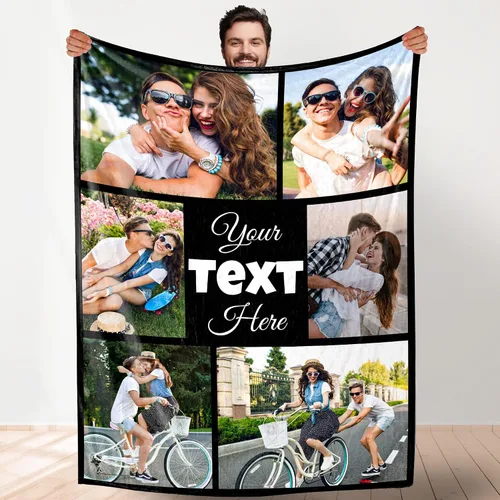 Vista 13 de Manta de fotos personalizada para bodas, parejas, fotos para familiares, amigos, regalos personalizados de Navidad y cumpleaños, fabricada