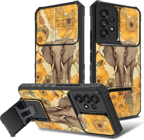 Vista 28 de Funda para Samsung Galaxy A53 5G con funda para cámara y soporte de soporte, resistente, a prueba de golpes, TPU funda protectora para Samsung Flor