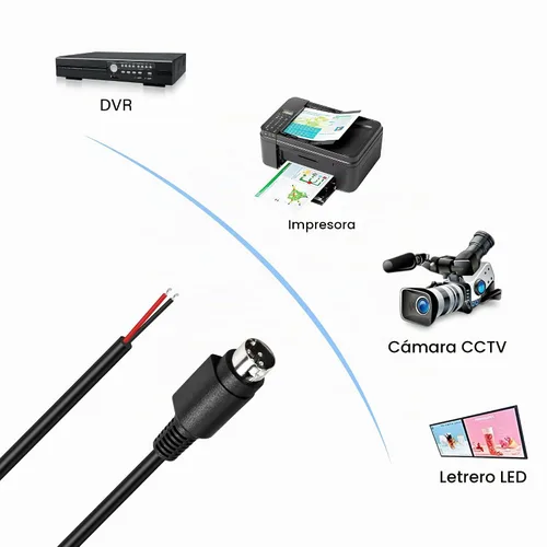 Vista 6 de Cable de repuesto de 18AWG 4 pines DIN macho coleta DIY para sistema de cámaras CCTV cargadores adaptador (4.9 pies)