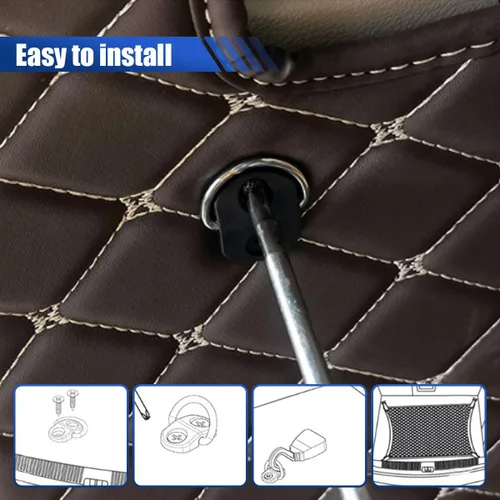 Vista 4 de Craedli Anclajes de amarre con anillos en D, anclaje de amarre de carga de remolque resistente con tornillos, montaje en superficie de automóvil