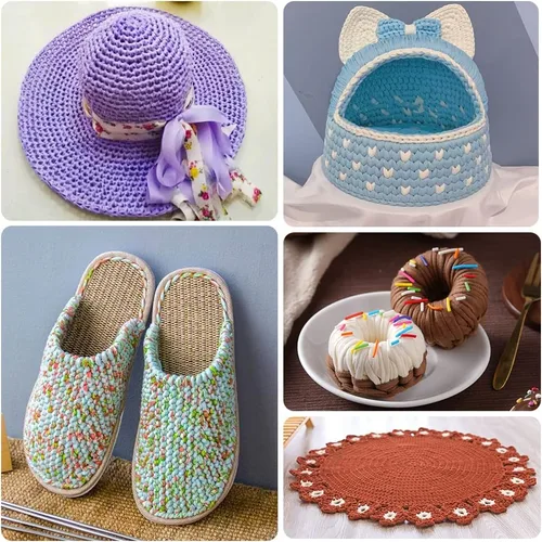 Vista 5 de 2 piezas de tela elástica para camisetas, hilo de crochet para tejer DIY, hilo de punto grueso tipo espagueti para proyectos de bolsos, mantas Aqua